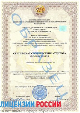Образец сертификата соответствия аудитора №ST.RU.EXP.00006191-1 Сибай Сертификат ISO 50001