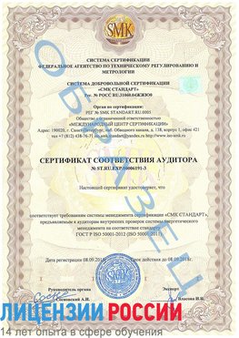 Образец сертификата соответствия аудитора №ST.RU.EXP.00006191-3 Сибай Сертификат ISO 50001