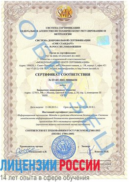 Образец сертификата соответствия Сибай Сертификат ISO 27001